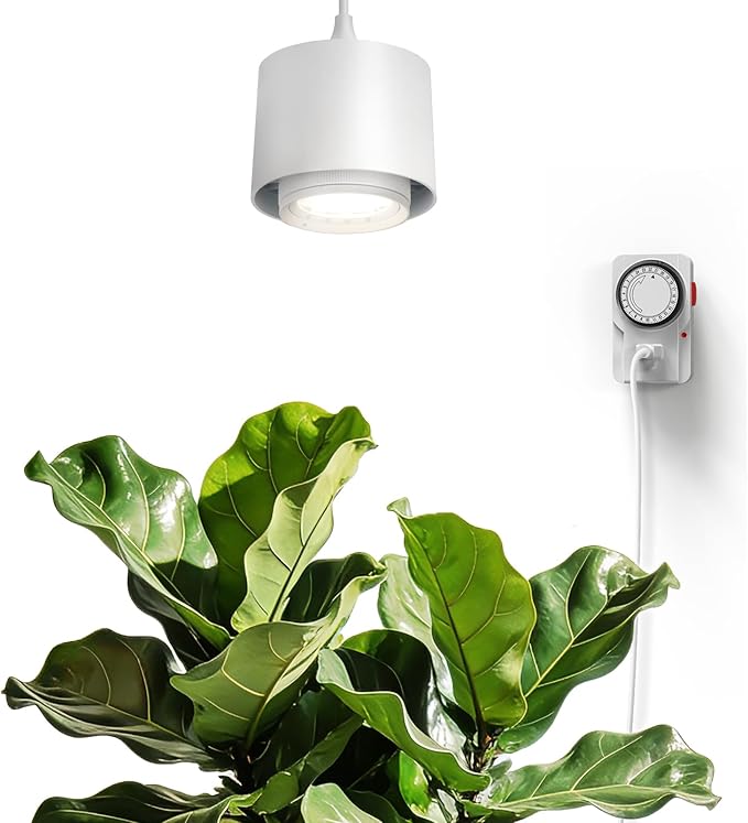 Barrina TR40 Hanging Grow Lights for Indoor Plants, 40W 4000K Full Spectrum, Adjustable Beam Angle 15Â°-60Â°, Hanging Grow Light with Mechanical Timer and 16.4FT Power Cord, for Garden Greenhouse, White