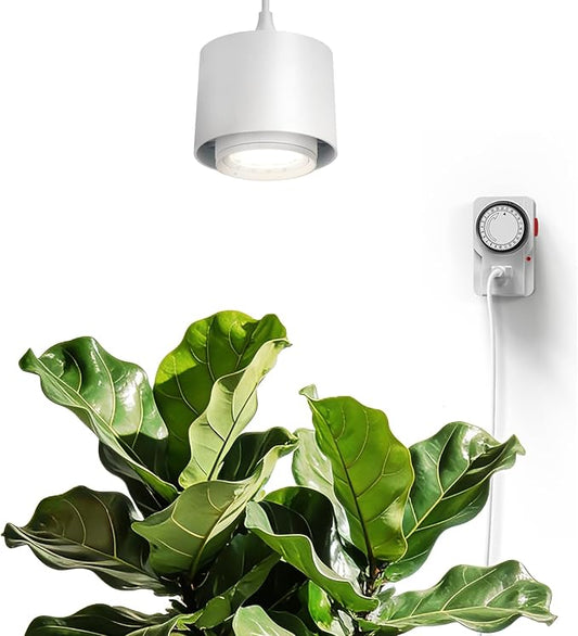Barrina TR40 Hanging Grow Lights for Indoor Plants, 40W 4000K Full Spectrum, Adjustable Beam Angle 15Â°-60Â°, Hanging Grow Light with Mechanical Timer and 16.4FT Power Cord, for Garden Greenhouse, White