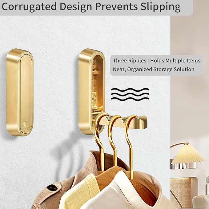6PCS Foldable Wall Hooks, Zinc Alloy Flip Down Hooks, Retractable Wall Hooks