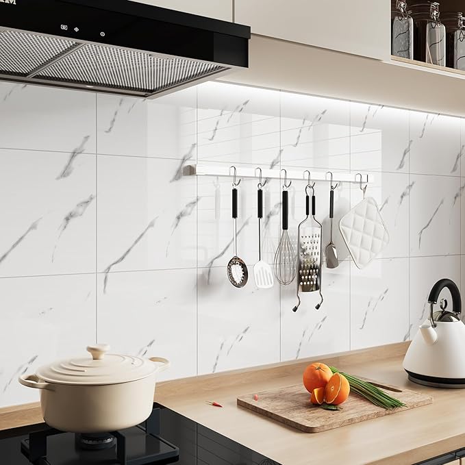 10pcs Peel and Stick Tile Shower Waterproof Marble Tiles Wall Panels,