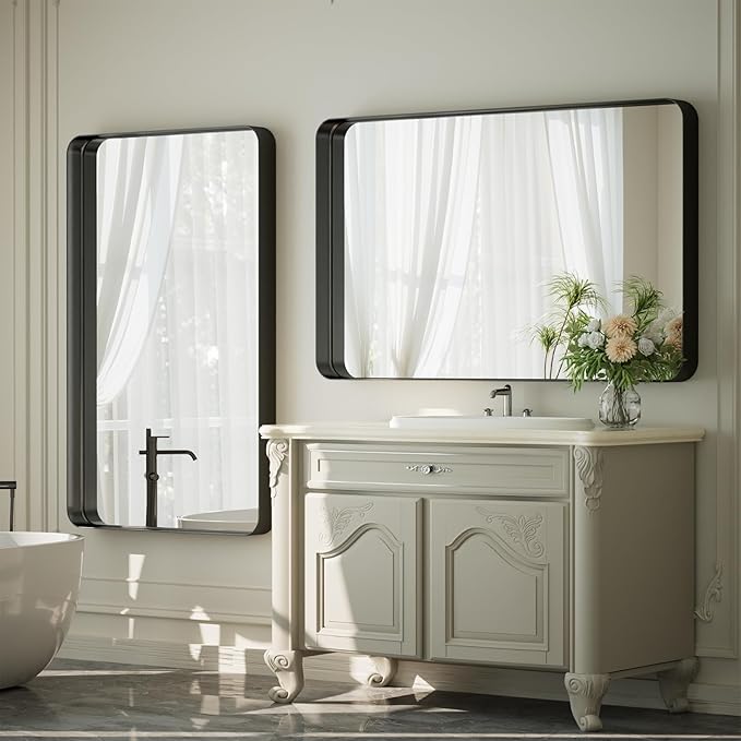 55"x 30" Black Bathroom Mirror