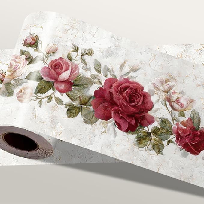 Vintage Rose Wallpaper Border 196x4 Inch Removable Wall Border Peel and Stick