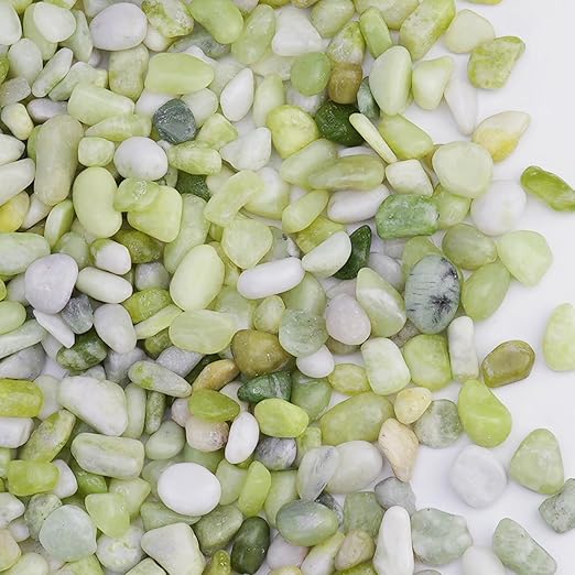 Pulovin 10 lbs Jade Pebbles for Indoor Plants, Decorative Pebbles for Bamboo, Vase, 3/8" Plant Gravel for Pots Indoor, Highly Polished Small River Rocks