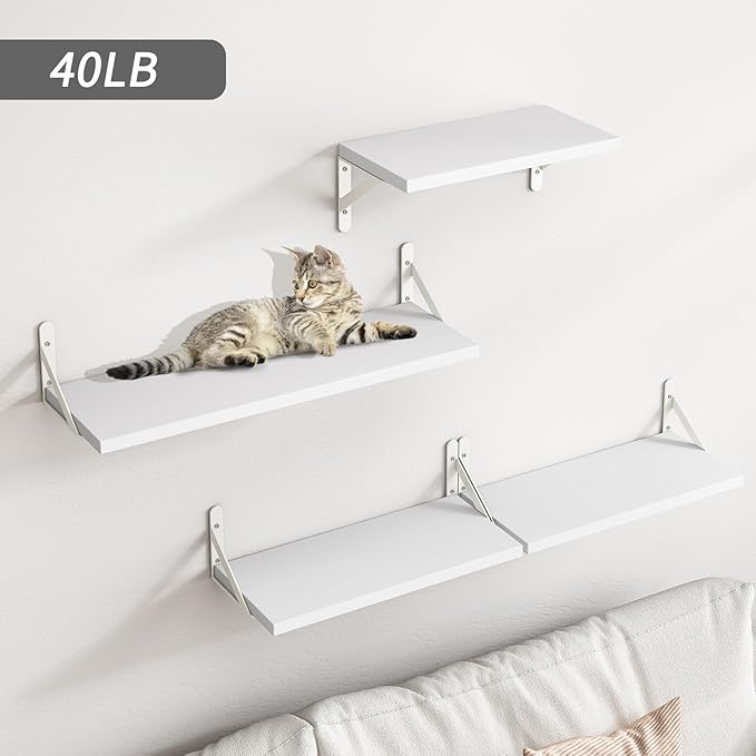 YGEOMER Floating Shelves for Wall, Different Sizes White Wall Shelves for