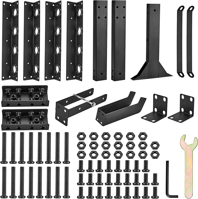 Upgraded Utility Trailer Tool Rack, 8-Hole Shovel and Rake Holder with Rubber Grommets & Brackets, Heavy-Duty Lawn Equipment Organizer for Truck and Open Trailers, Black
