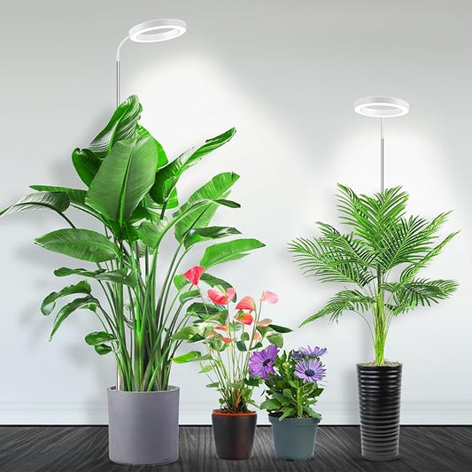 Garpsen Full Spectrum Grow Light, [2Pack]LED Plant Lights for Indoor Growing with 360Â° Gooseneck, 3 Colors Modes and 5 Dimmable Levels, 65'' Height Grow Lamp with 6/12/16H Timer, for Large Plant Light