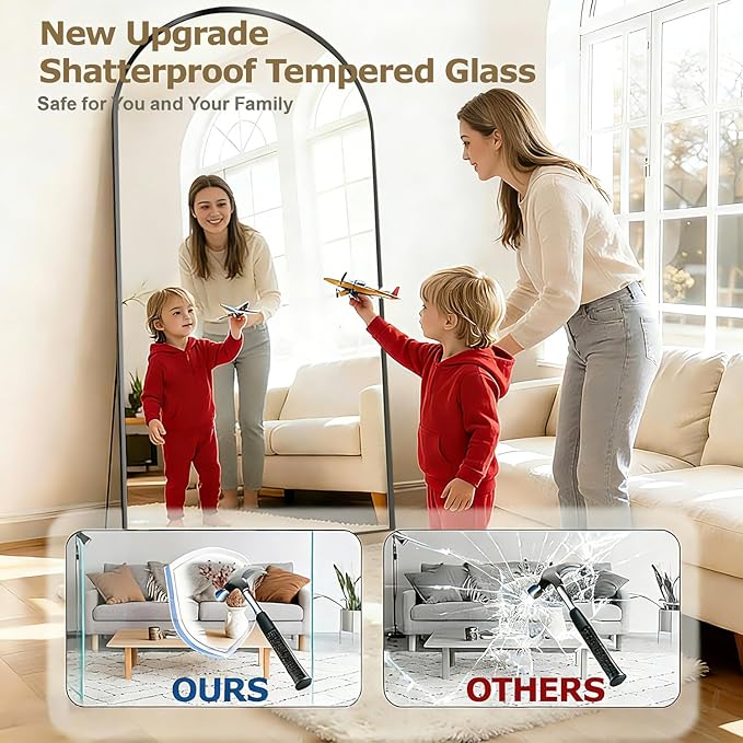 DMWOODFL 71"x26" Arched Full-Length Mirror