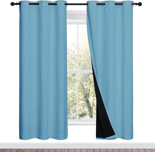 NICETOWN Teal Blue Full Shade Curtain Panels, Teal Blue, Pair of Thermal