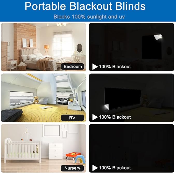 100% Blackout Blind Magnetic Blackout Window Cover 118 x 57Inch, Media Room