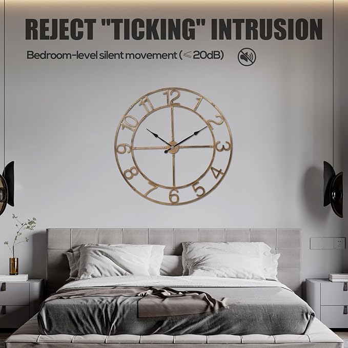 Large Wall Clock for Living Room Decor–40 Inch Silent Non-Ticking Modern