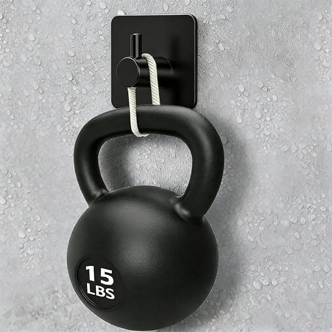 Fotosnow Black Adhesive Towel Hooks Heavy Duty Stick on Wall Hooks Shower Hooks