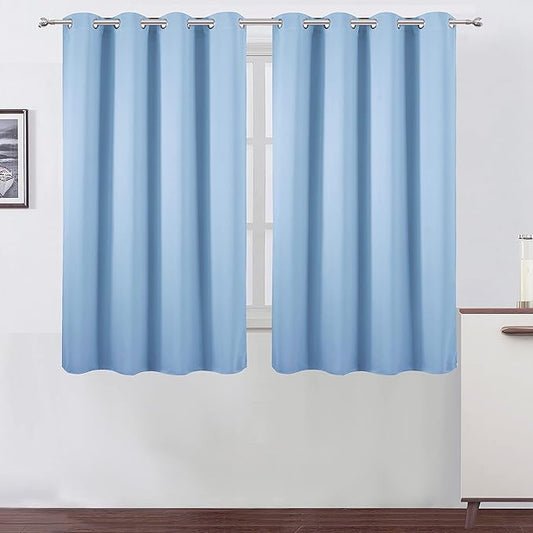 LEMOMO Sky Blue Thermal Blackout Curtains/52 x 54 Inch/Set of 2 Panels Room