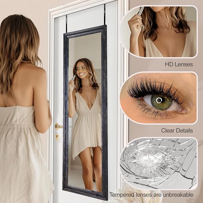 50"x16" Door Mirror, Rustic Full Length Mirror, Over The Door Hanging Mirrors
