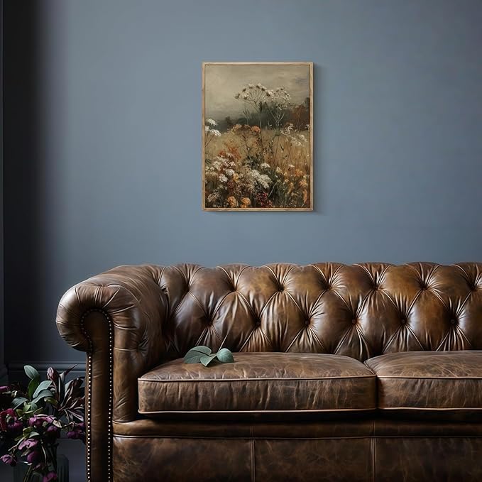 Vintage Canvas Wall Art Flowers Wall Decor Landscape Country Wildflowers Painting Farmhouse Picture Modern Print Rustic Floral Prints Living Room Bedroom Bathroom 12x16 Inch Framed