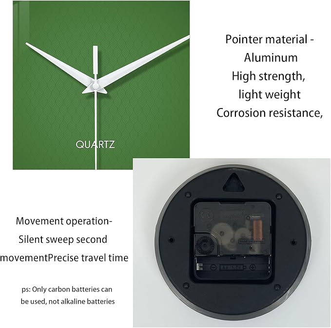 XFM Green Wall Clock 12 Inch Modern Wall Clocks Battery Operated Round Silent