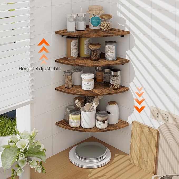 Homode Corner Wall Shelf, 12 Inch Wide Round Corner Floating Shelves