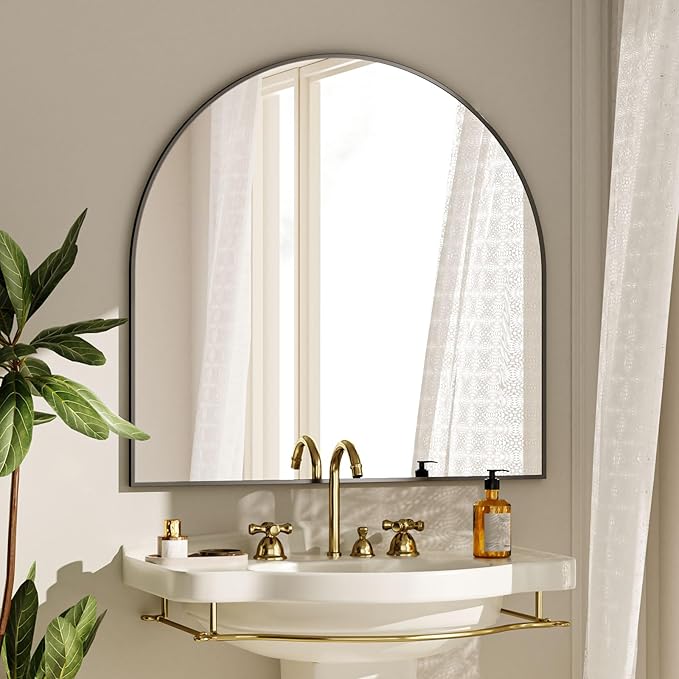 VooBang Wide Arched Wall Mirror, 31 x 32 inch Arch Bathroom Mirror, Wall