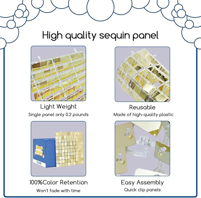 COKAOBE Mirror White Shimmer Wall Backdrop, Photo Backdrops