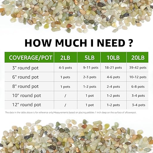 10lbs Natural Gravel Pebbles for Succulents and Cacti, 1/5 Inch Decorative River Stones – Perfect for Vases, Aquariums, Terrariums, and Outdoor Gardening, Mixed Colors (Jade, 10 Pounds)