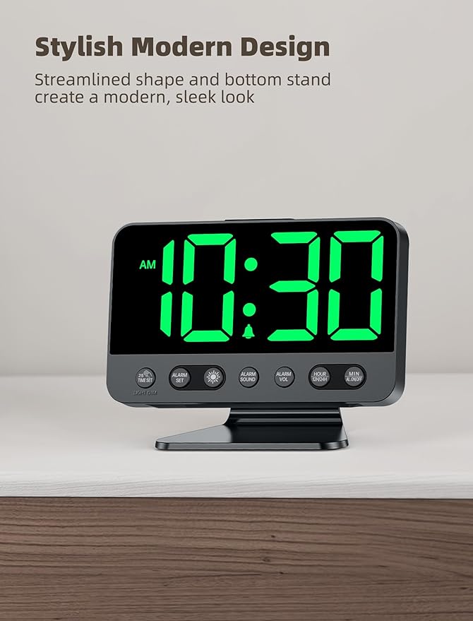 Odokee Digital Alarm Clocks for Bedrooms: Large Bold Number 5 Brightness Dimmer