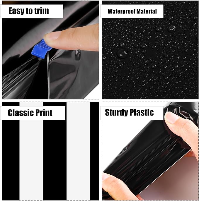 Kochorie 100 Ft x 54 Inch Black & White Striped Tablecloth Roll