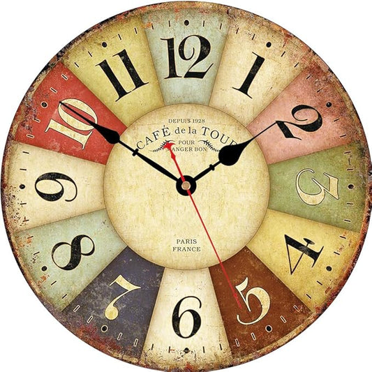 VIKMARI 8 Inch Silent Non-Ticking Wall Clock Arabic Numerals Retro Clocks