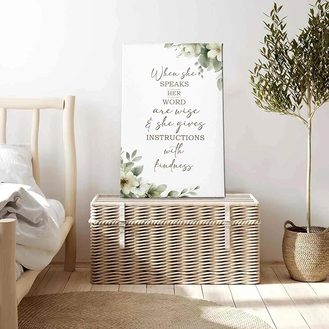 HIWX Christian Wall Decor, Sage Green Botanical Bible Verses Framed Canvas
