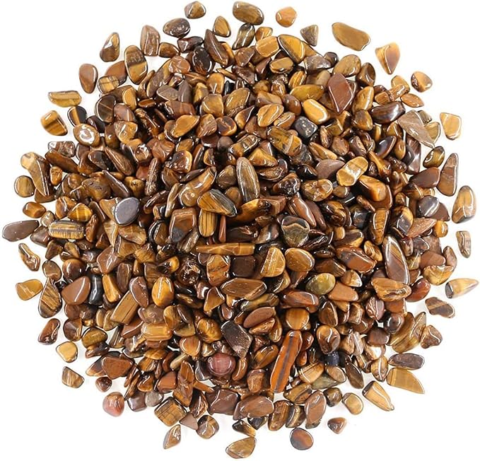 Decorative Rocks, 1 Lb/460g (Fill 0.9 Cup) Tiger's Eye Stones Irregular Gem Pebbles Quartz Gravel for Aquarium Turtle Tank Decoration/Succulent Plants Ornament/Flowerpot Vase Landscape