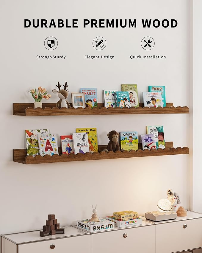 Shario Nursery Book Shelves, Scalloped Shelves, Wall Book Shelves