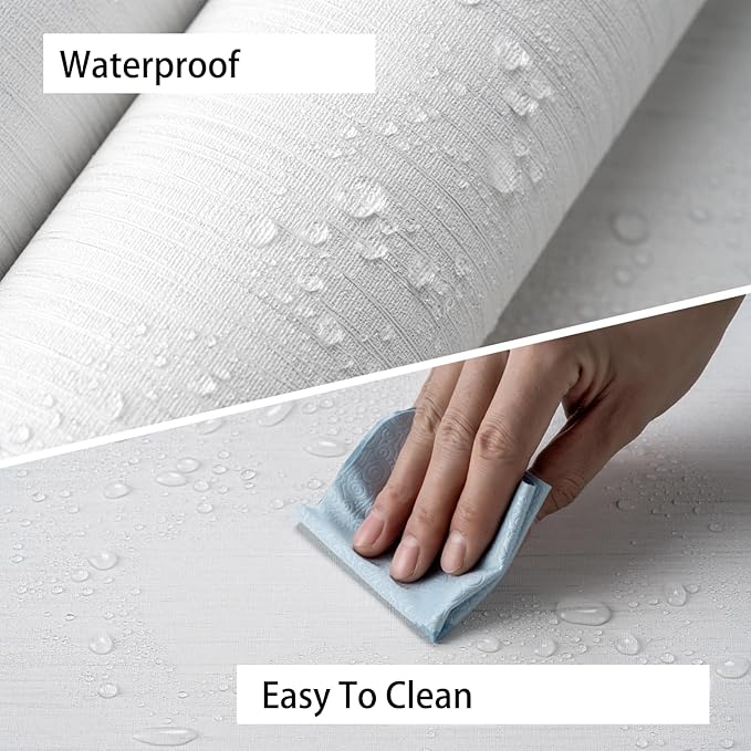 Grasscloth Textured Wallpaper White Peel and Stick 24inX393in Fabric Wall Paper