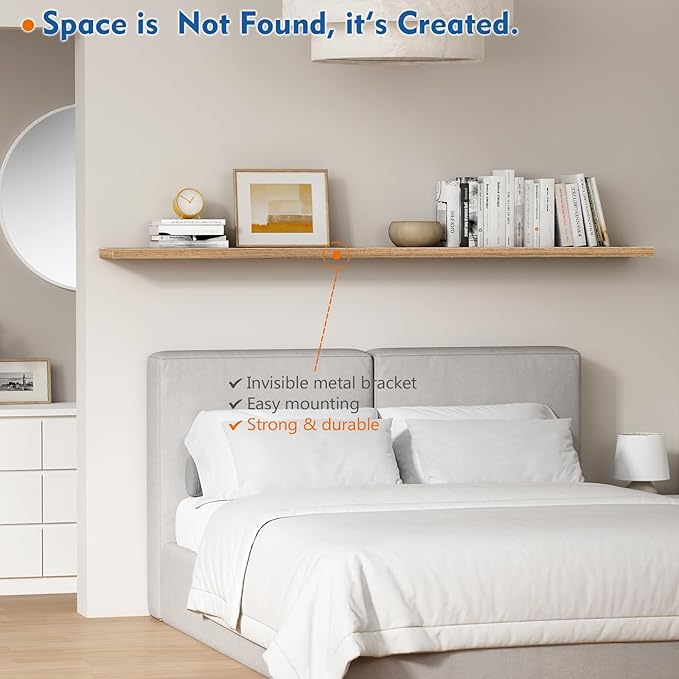Harwaya Light Wood Floating Shelves
