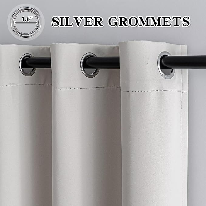 IGEMAEVE Greyish White Curtains 84 Inch Length 2 Panels Set, Light Filtering