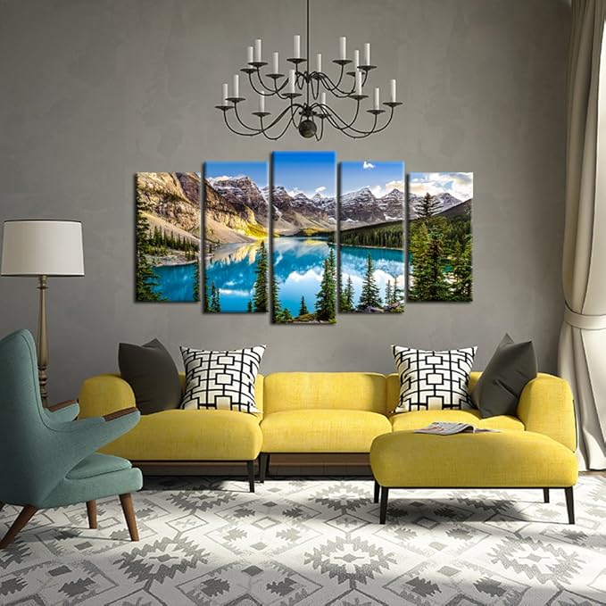 KREATIVE ARTS - 5 Pieces Canvas Prints Wall Art Canada Moraine Lake And Rocky