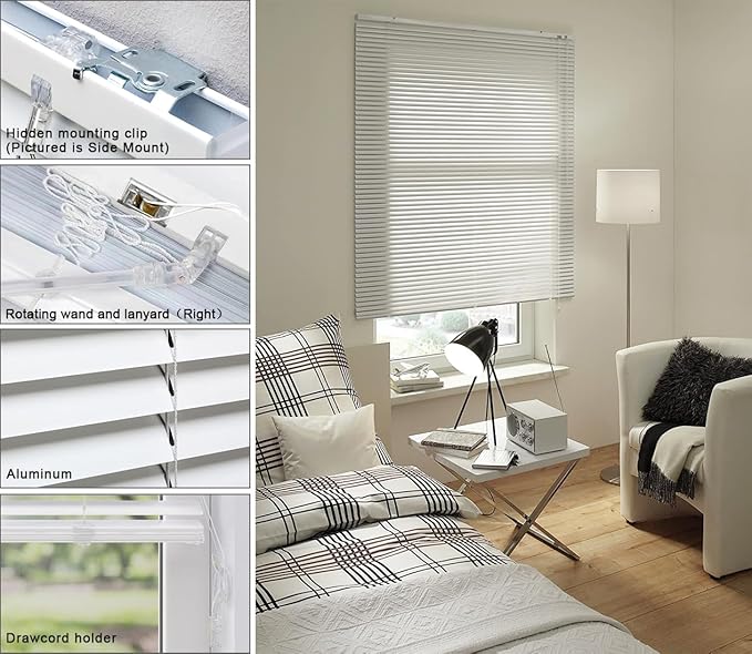 YIIBAII Mini Blinds Suitable for 26.5" W x 64" H Windows 1" Aluminum Horizontal
