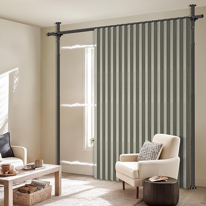 100% Blackout Room Divider Curtains Sets Grey W100 x L96 in 1 Panel No Drill