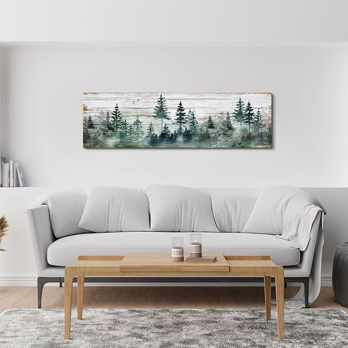 Farmhouse Pine Tree Wall Art Forest Picture Wall Decor Rustic Wood Mountain