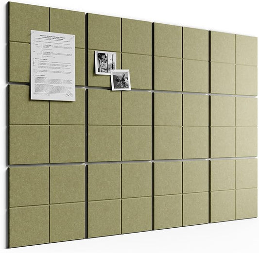 Bumusty Large Felt Bulletin Board, 30 Push Pins, 70 Adhesive Tabs, Olive Green