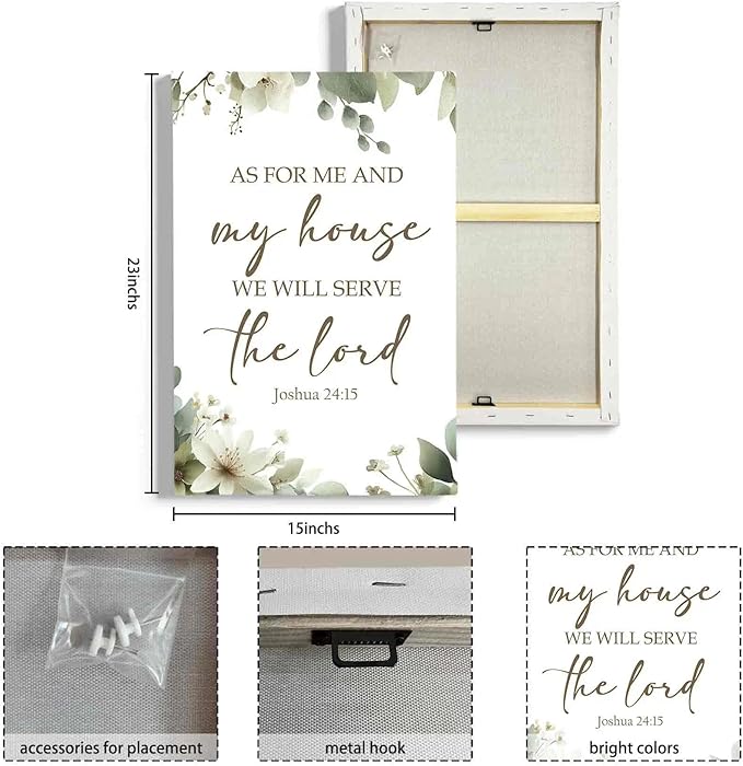 HIWX Christian Wall Decor, as for Me and My House Bible Verses Sage Green