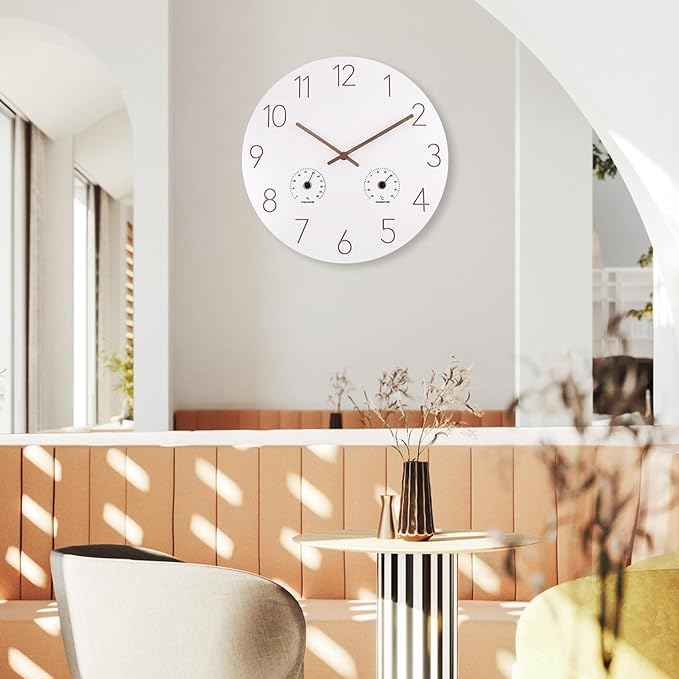 14 Inch Wall Clock, Wooden Frame Wall Clocks Decorative