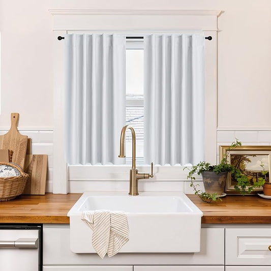 RYB HOME 100% Blackout Basement Curtains Over Sink 36 inches Long, Heat & UV