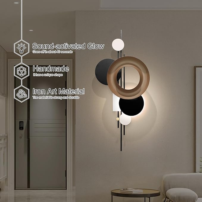 HEBOIX Large 3D Wall Art with Led Lights Luminescence，Metal Wall Art