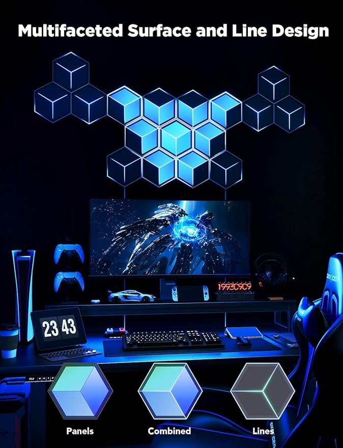 Govee Glide Hexagon Light Panels Ultra, RGBIC 3D Wall Lights