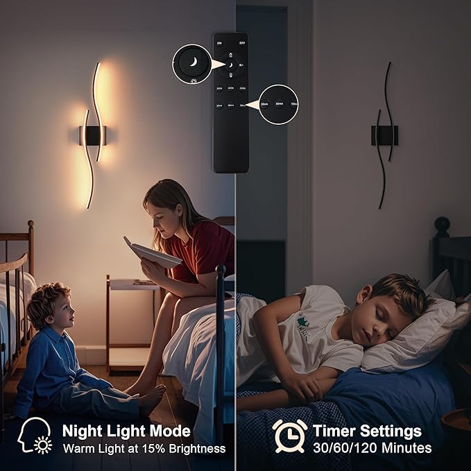 KARTOOSH Battery Operated Wall Sconces Set of Two