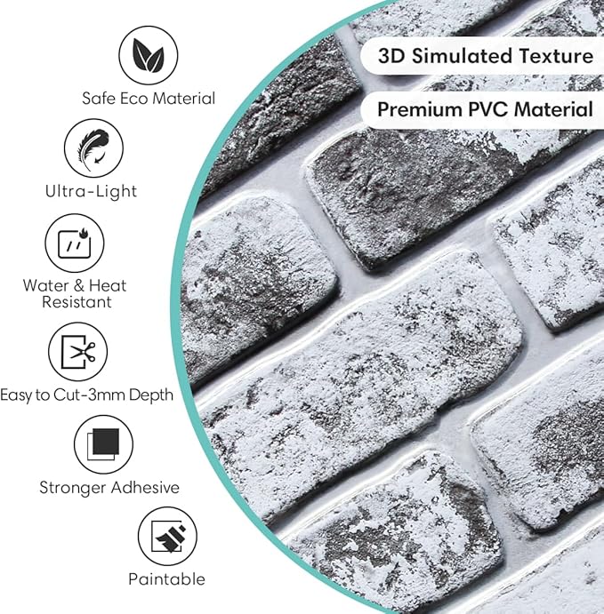 Commomy 3D Peel and Stick Brick Tiles