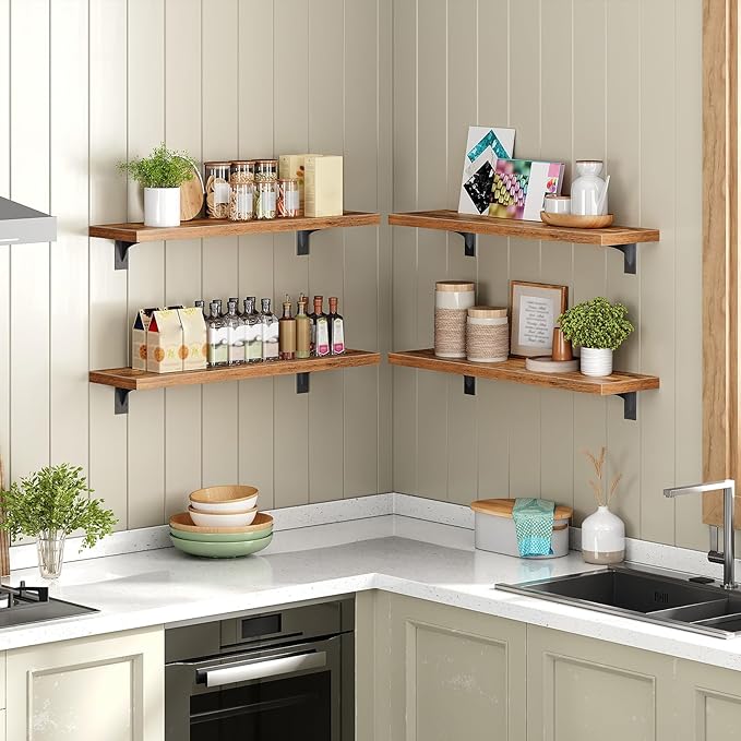 HOOBRO Floating Shelves for Wall, 23.6" Wall Mounted Shelves Set of 2, Hanging