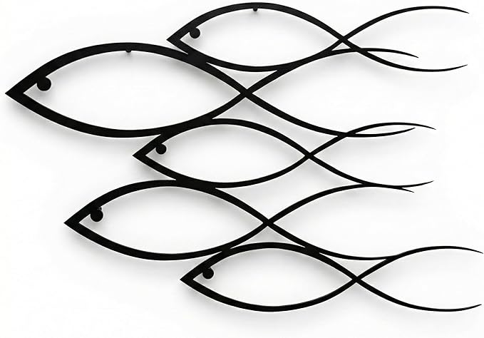 DEKADRON Metal Wall Decor, Fish Family,Home Decoration,Wall Sign, Metal Wall Art, Interior Decoration, Indoor Outdoor Hangings (46" W x 31" H / 118x79cm)