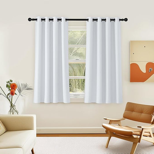 NICETOWN Greyish White Curtain for Bedroom, Room Darkening Solid Thermal