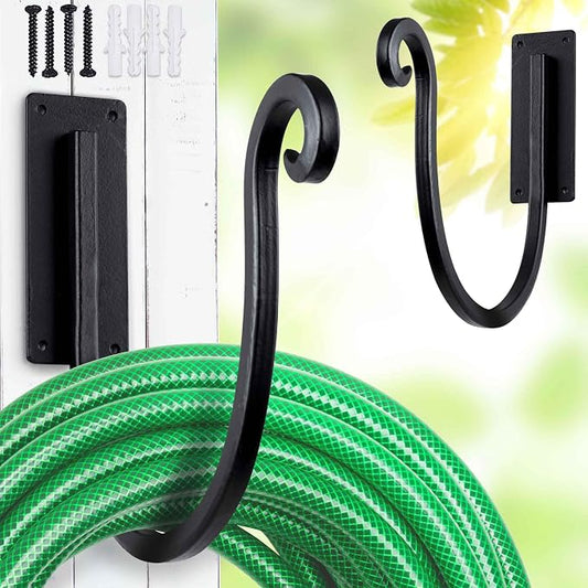 Hose Holders Wall Mount ï¼Metal/8-Inchï¼ Heavy-Duty Garden Hose Hangers Outdoor, Hand-Forged Hose Racks Mount, 2PCs