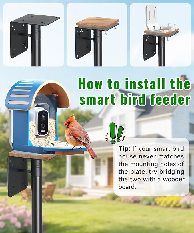 2 Pack Bird House Pole, Heavy Duty Outdoor Bird Feeder Pole with Stable 5-Prong Base, 102” Tall Adjustable Height, 1 Inch Dia Universal Mounting Stand for Yard Garden Bird Watching and Feeding