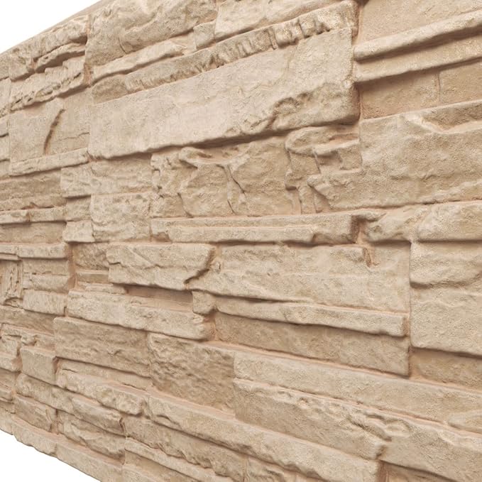 EverStone Cascade Faux Stone Panel, 48 5/8"W x 24 3/4"H x 1 1/4"D, Ocean Floor